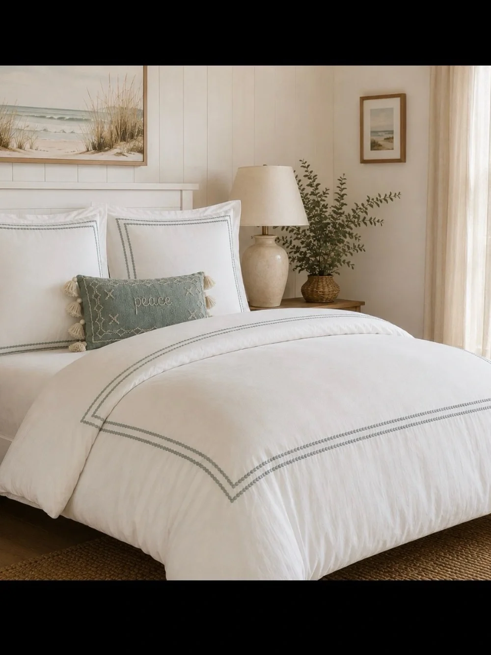Pottery barn pearl organic cotton Euro shams set of two silver sage in color